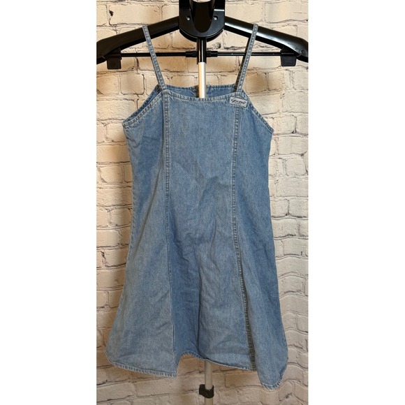 Guess Dresses & Skirts - Vintage Guess Jeans Denim Mini Dress Light Wash USA Made Size 12 Sleeveless 90s